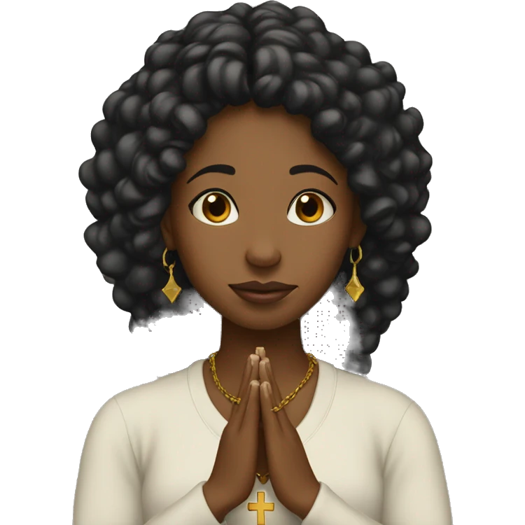 Black woman praying cross necklace emoji