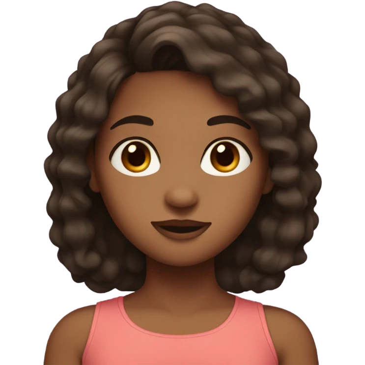girl with dark brown hair, brown skin and brown eyes emoji