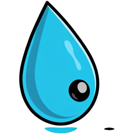 cartoon sticker of a sad water droplet emoji