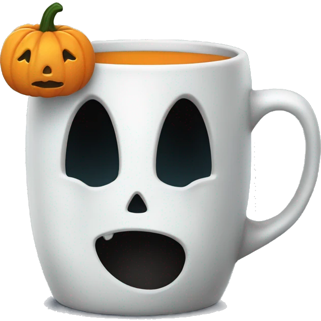 Ghost with a pumpkin mug emoji