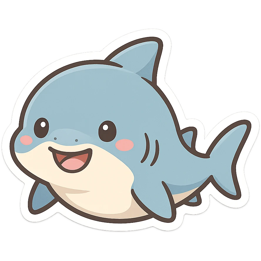 cute baby shark, simple, friendly, suitable for emoji or sticker emoji