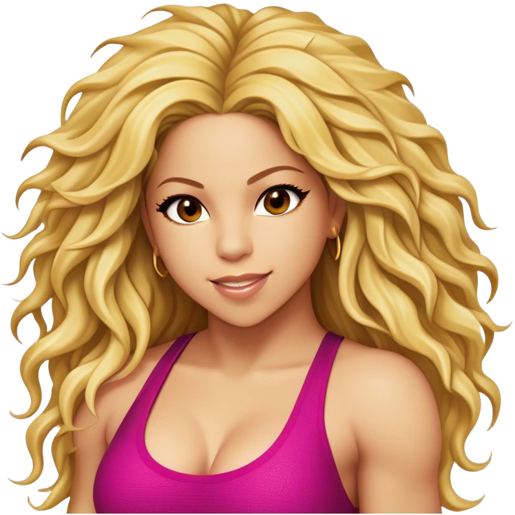 Cinematic Realistic Shakira Portrait Emoji, depicted as a dynamic charismatic pop icon with energetic movement and expressive features, rendered with vibrant textures and dynamic modern lighting that captures her global appeal. emoji