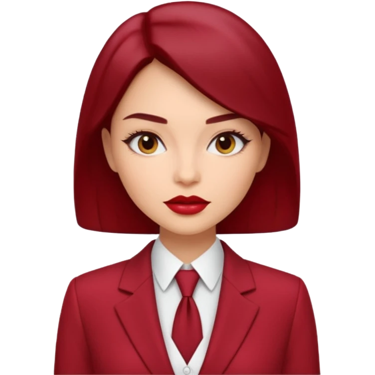 Нужно создать 1 эмоджи в цветовой гамме красный, белый и марсала (бардово-фиолетовый. деловая девушка в красном костюме, emoji