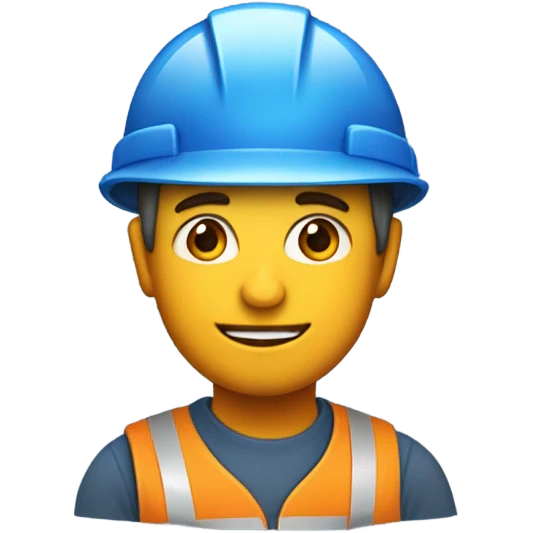 Ingeniero con casco naranja , camisa azul emoji