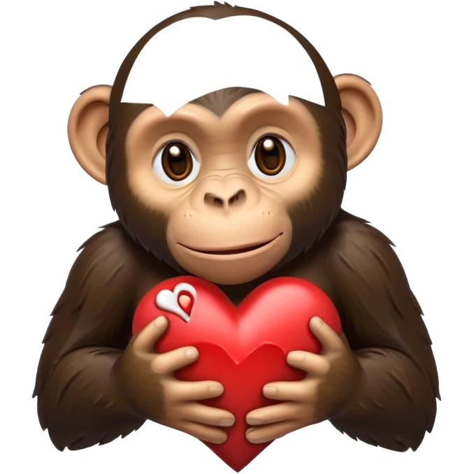 cartoon chimpanzee named Chimpanzini Bananaini holding a broken heart and trying to fix it, emoji style emoji