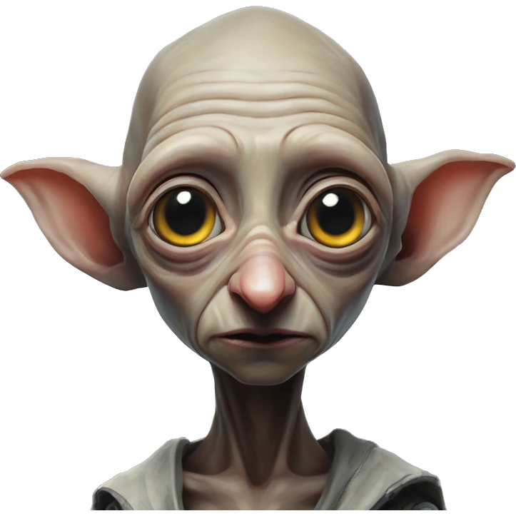 Cyberpunk dobby in Polestar style, oil paint, mysterious eyes, intricate lips, masterpiece portrait, beautiful, desirable, logical emoji