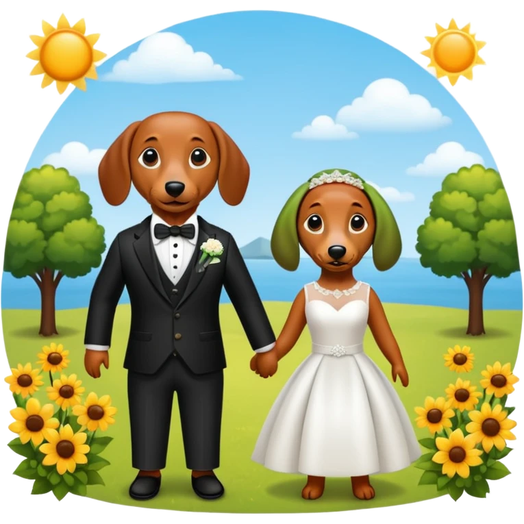 A dachshund wedding  emoji