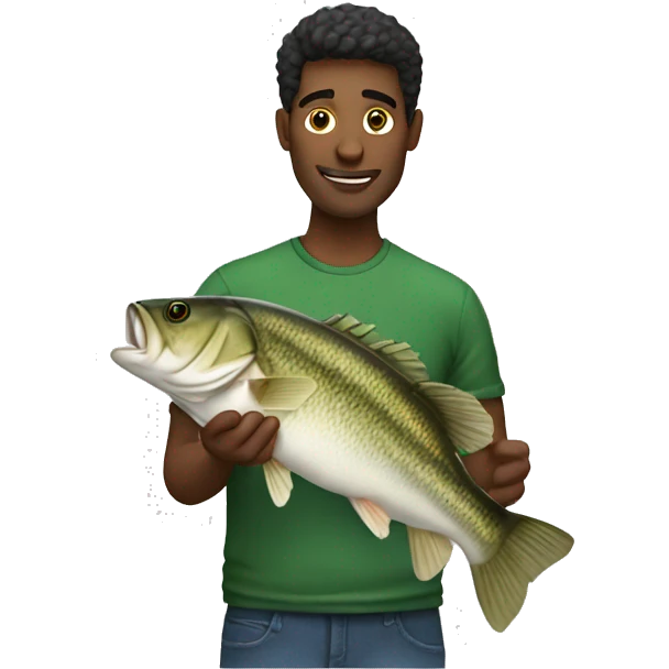 Guy holding 10 pound bass emoji