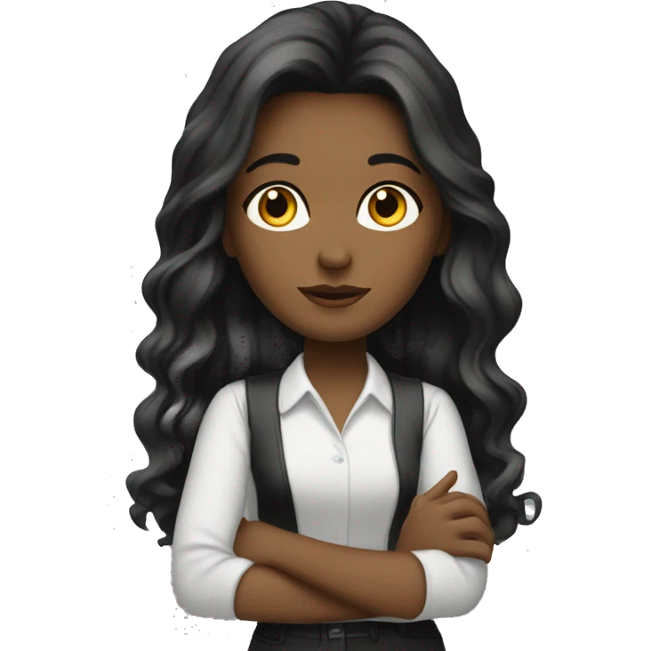 mujer aesthetic estudiando blanca con cabello negro largo liso emoji