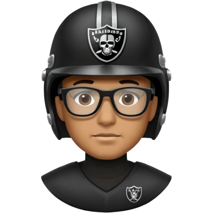 man wearing bake raider helmet and glasses emoji