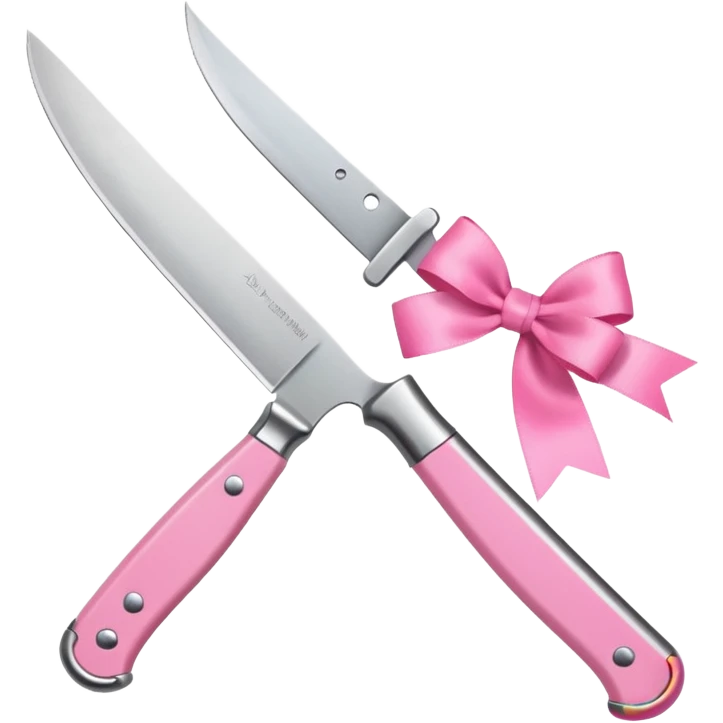 Only one object: a kitchen knife. A pink ribbon bow is tied directly on the knife handle. No other items. No decorations. Minimal emoji style emoji