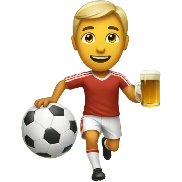 Man with beer playing soccer emoji