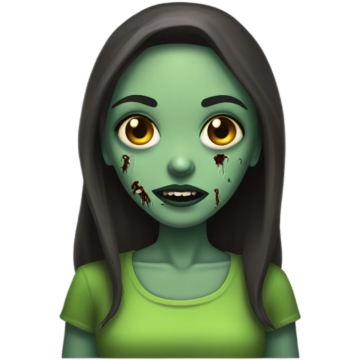 Brunette zombie girl in horror zombie green  emoji