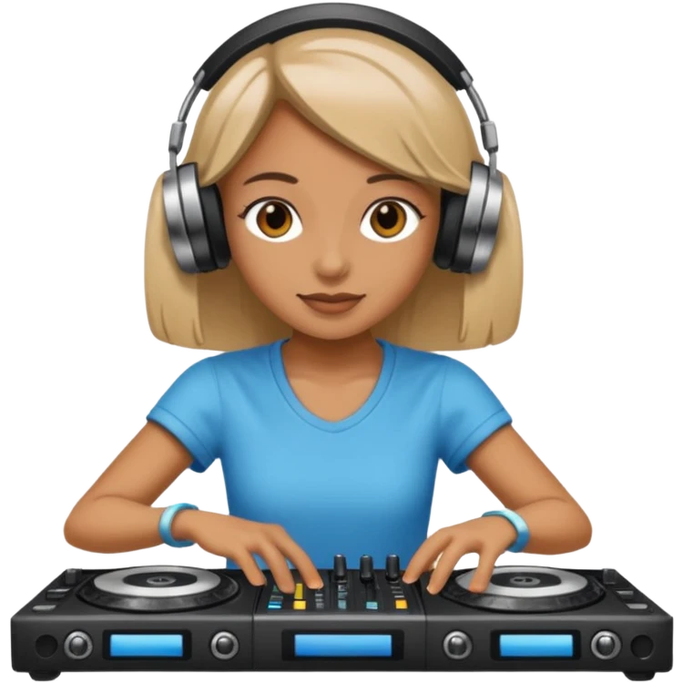 girl playing DJ set emoji