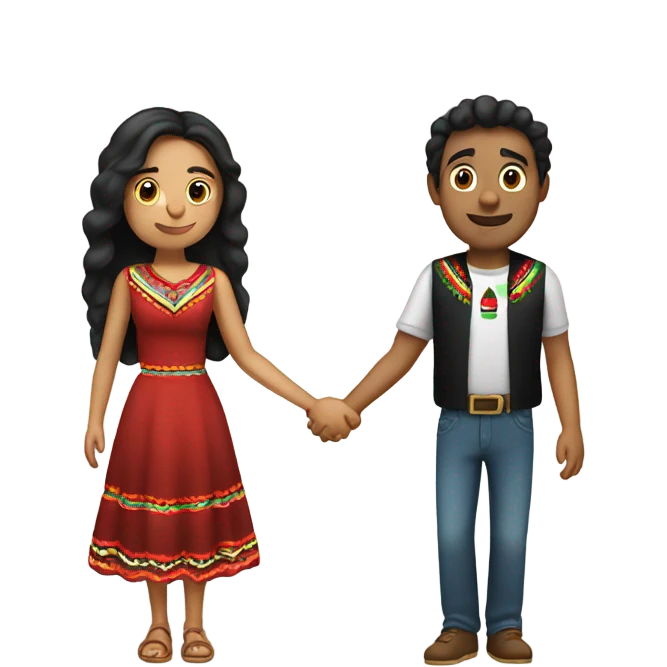 Mexican guy and girl holding hands in love  emoji