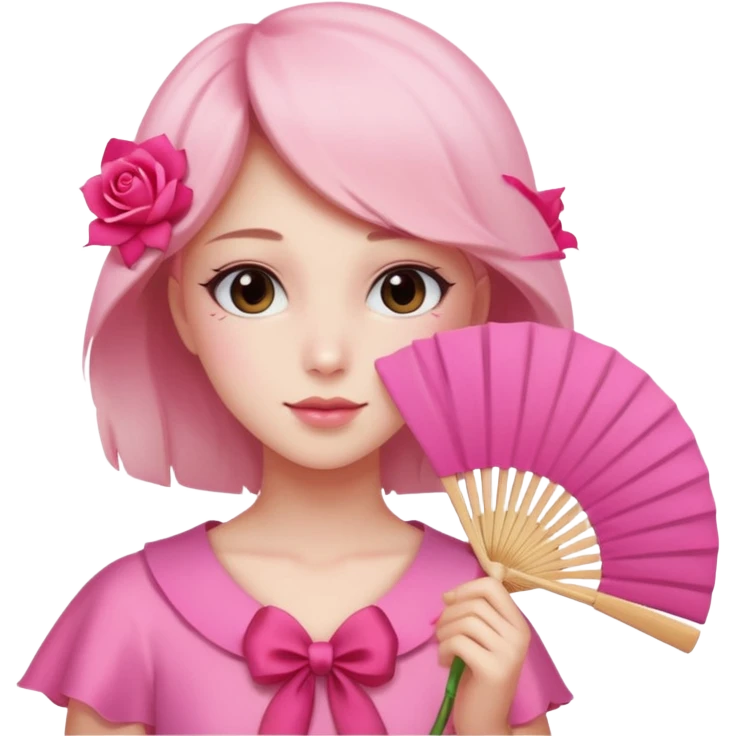 Clean girl pink fan and I love rose emoji