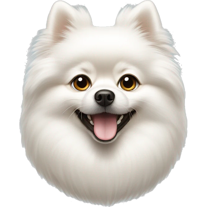 White Pomeranian with double eyelids and mixed speech emoji