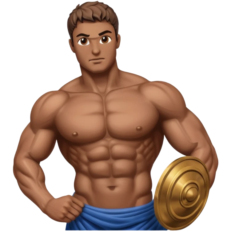 create a  upper body of muscular men greek statue in full chrome emoji