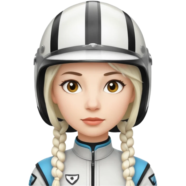 woman with white braided hair in racer helmet emoji