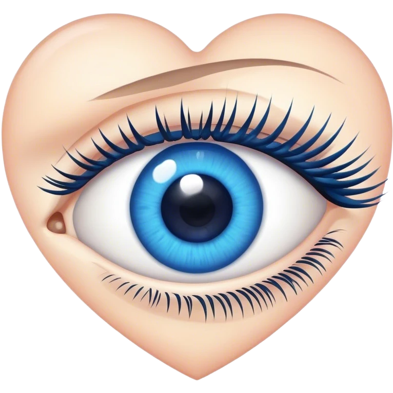 Eye with eyelashes inside blue heart emoji