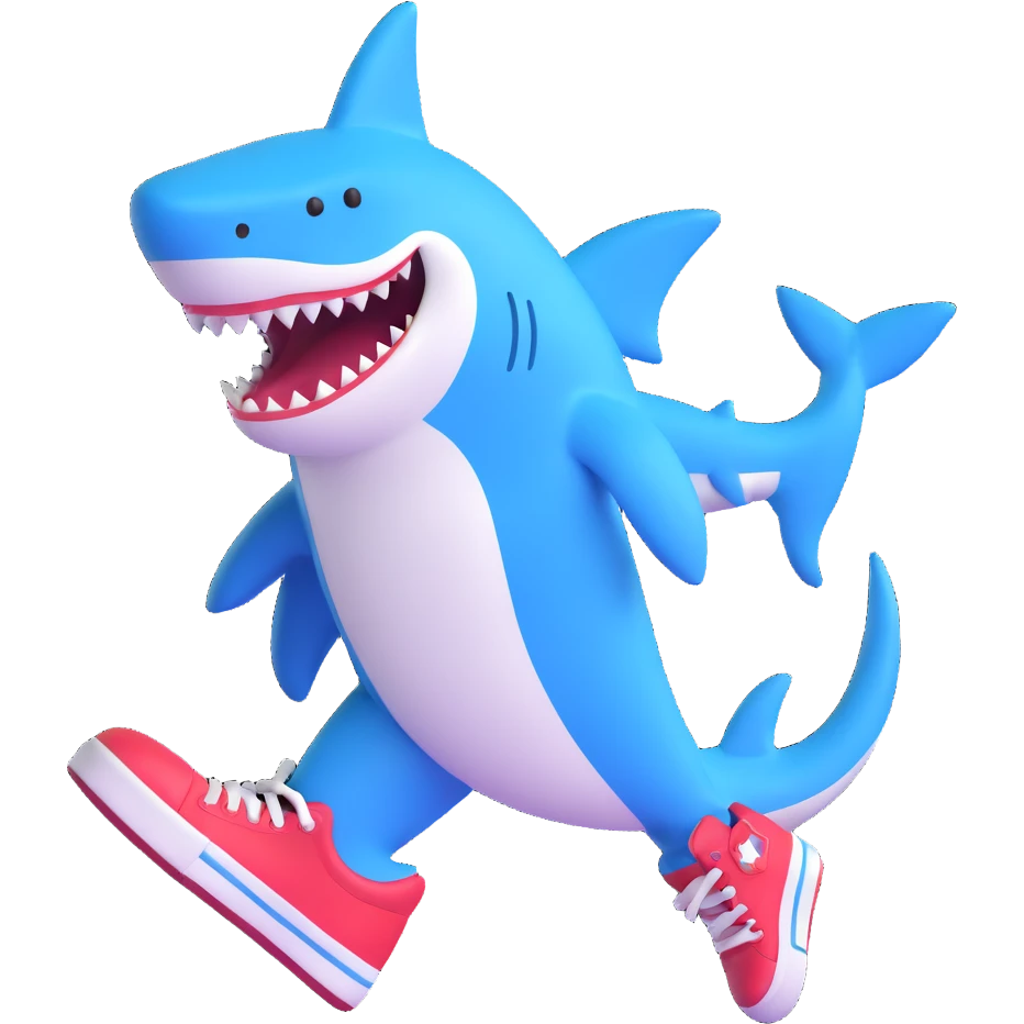 shark with colorful shoes emoji