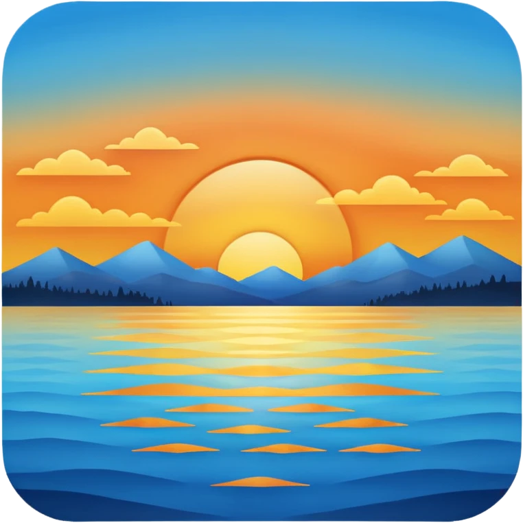 lakeside sunset horizon blue emoji