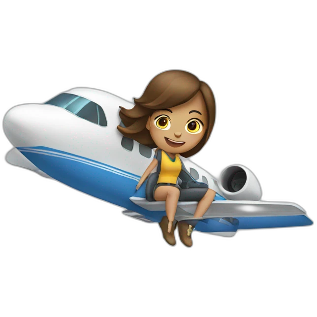 woman riding plane sitting on top of it emoji