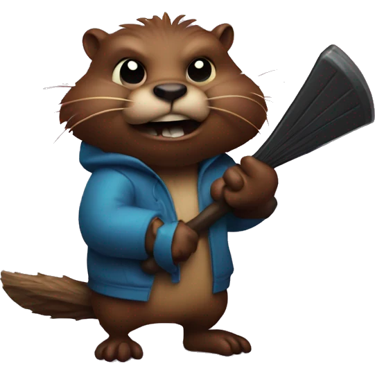 An evil beaver with a bat in his hands emoji