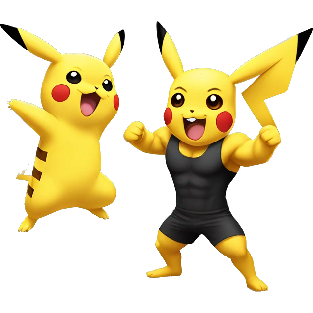 Pikachu cheering his bodybuilder friend in gym  emoji
