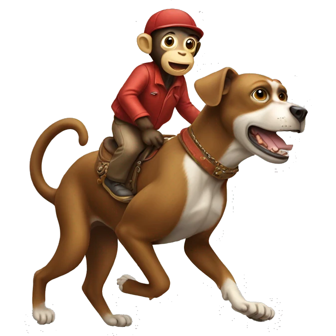 A monkey riding a dog emoji