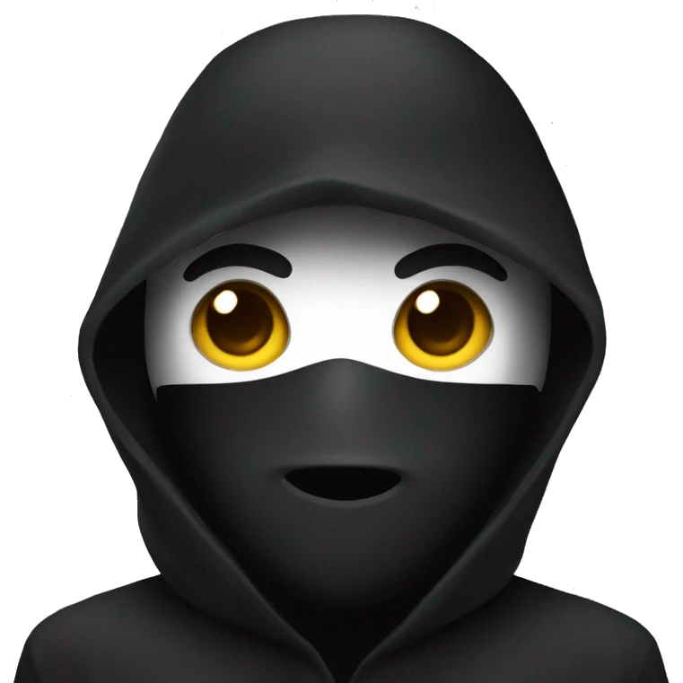 person with a black hood and a black mask emoji