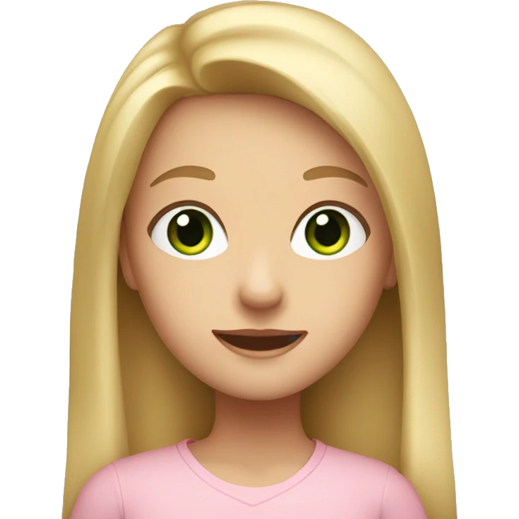 A girl with long blonde hair, with green eyes, and wearing a light pink shirt emoji