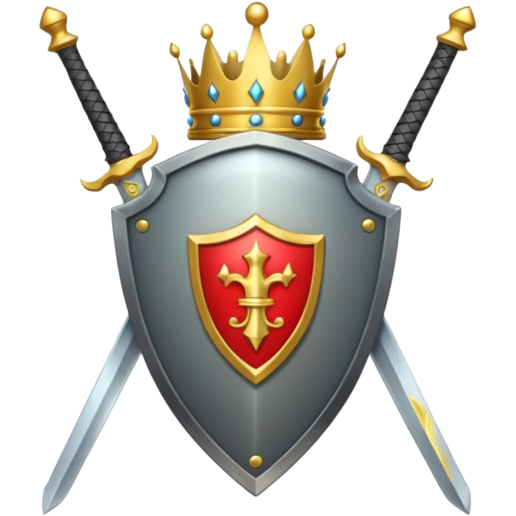 Powerful emoji with only sword, shield and crown emoji