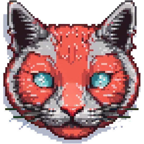 pixel art cat face, black and red color scheme, minimalistic, no background emoji