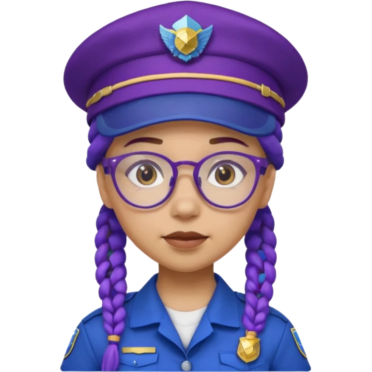 blue uniform wearing scout kid with purple braids and glassess with blue scout hat emoji