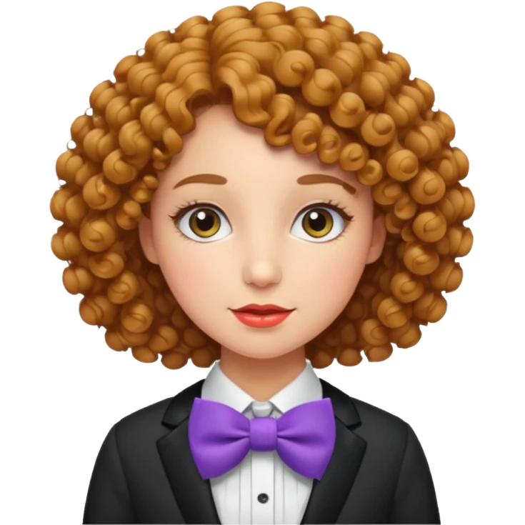 Curly-haired woman wearing bow ties emoji