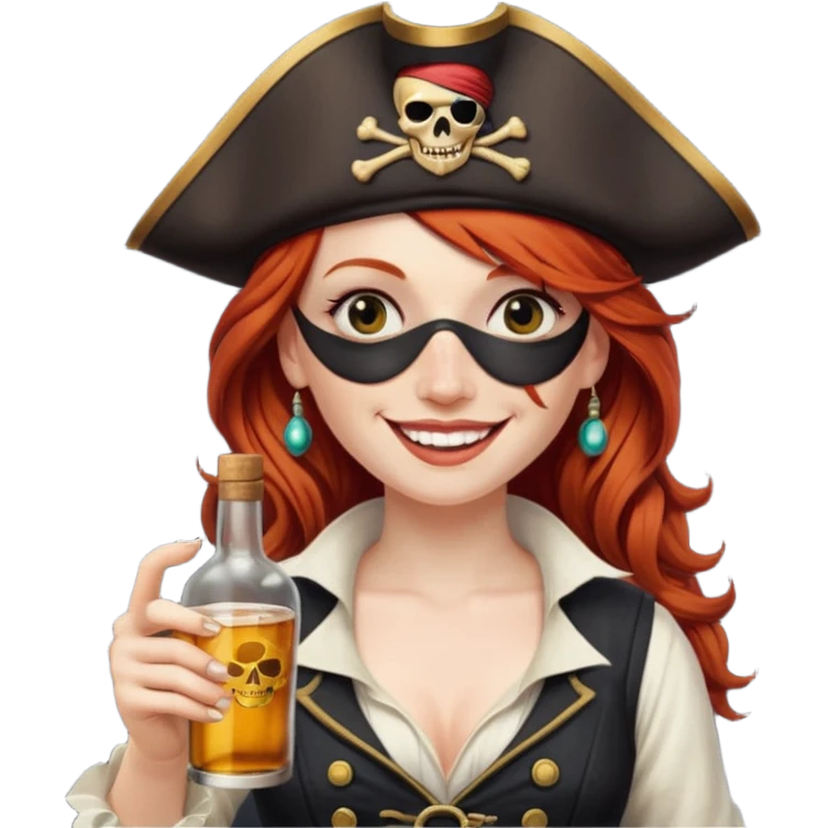 pirate redhead woman drunk emoji
