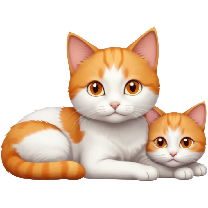 full body tiny short hair ginger and white cat with orange eyes lying down emoji