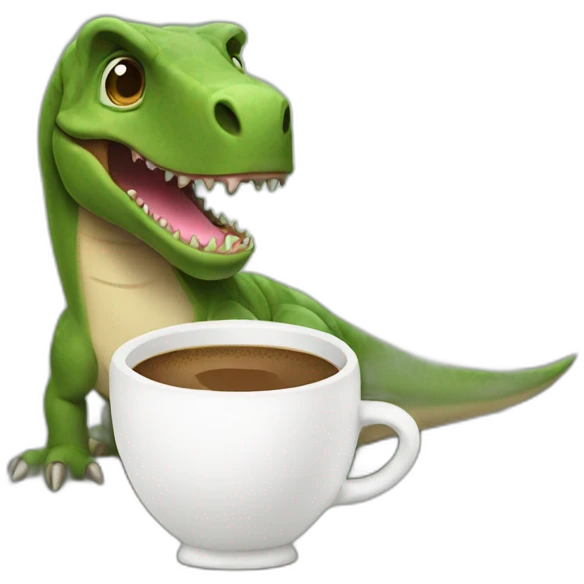 dino with coffee emoji