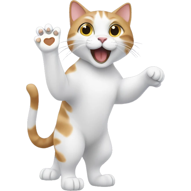 Cat with paw reaching out touching owner emoji