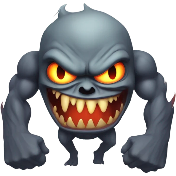 A very scary human Monster with Big muscle arms and flaming eyes  emoji