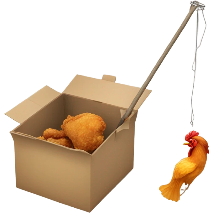 box trap with a stick holding it up and fried chiken as bait emoji