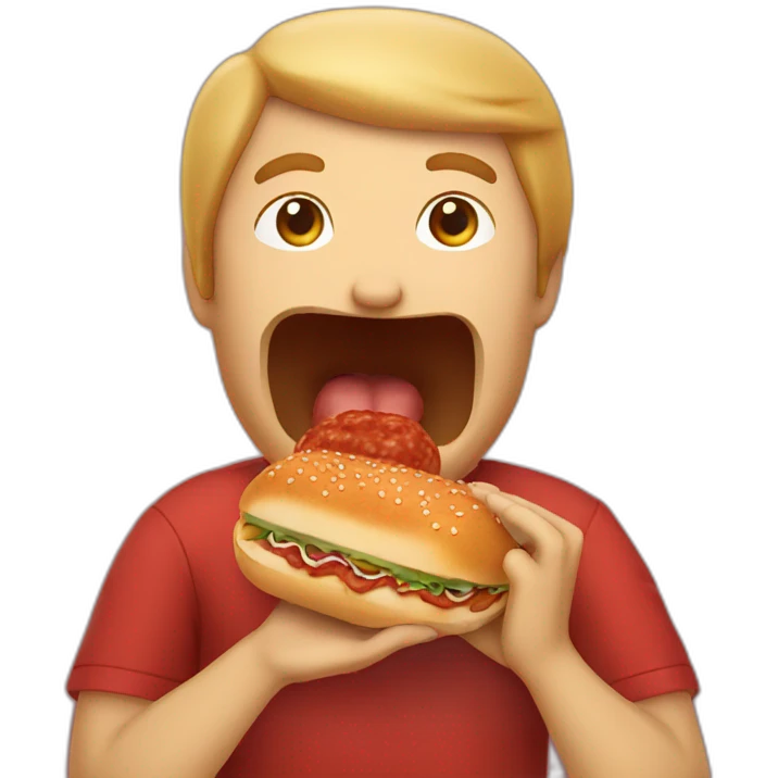 Man eating a meatball sub emoji