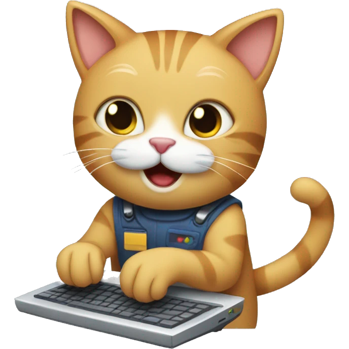 cat playing on a computer emoji