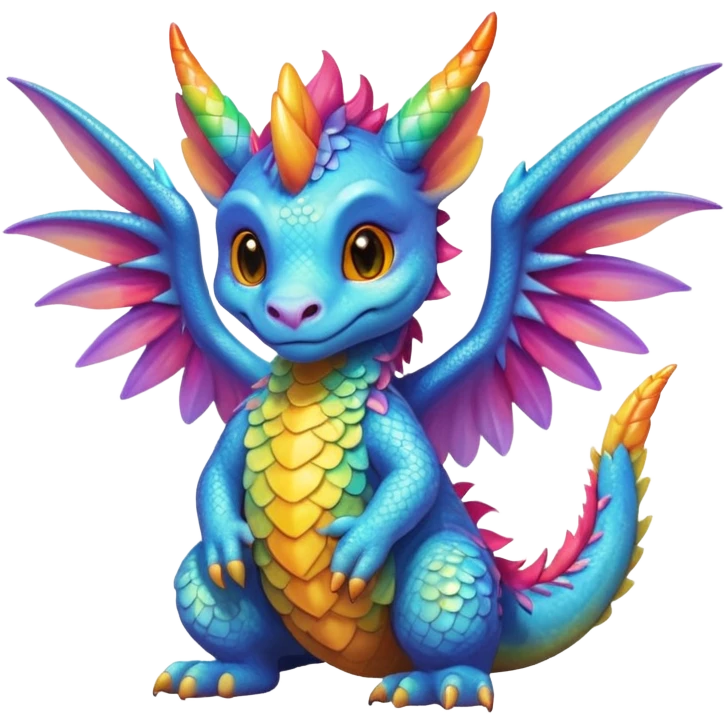 Colorful shiny hyper-realistic cute smooth soft fuzzy "Dutch Angel Dragon" emoji