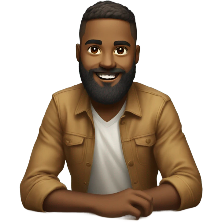 confident bearded boy portrait dancing on table emoji