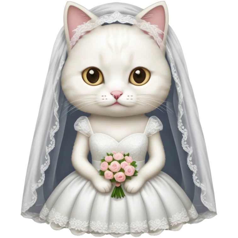 white cat in a wedding dress emoji