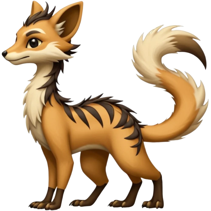 Cool furry anthropomorphic fantasy-Vernid-creature by LiLaiRa with a long tufted tail with edgy markings (full body) emoji