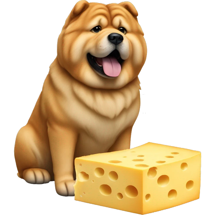 full body chow chow dog curved eating a full block of cheese emoji