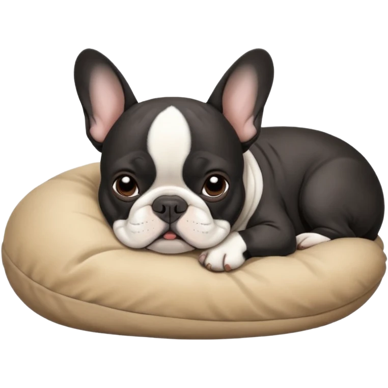 Чёрно Белый французский бульдог спит  emoji
